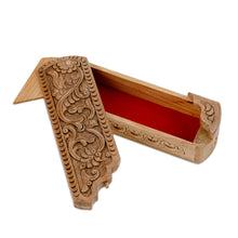 Load image into Gallery viewer, Hand-Carved Rectangle Floral Walnut Wood Puzzle Box - Rectangle Paradise | NOVICA