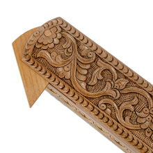 Load image into Gallery viewer, Hand-Carved Rectangle Floral Walnut Wood Puzzle Box - Rectangle Paradise | NOVICA