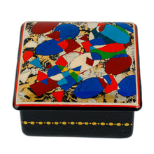 Load image into Gallery viewer, Lacquered Papier Mache Jewelry Box with Geometric Motifs - Modern Geometry | NOVICA