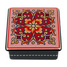 Load image into Gallery viewer, Lacquered Hand-Painted Pink Papier Mache Floral Jewelry Box - Pink Floral Splendor | NOVICA