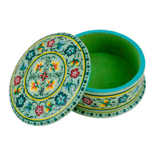 Load image into Gallery viewer, Lacquered Hand-Painted Green Papier Mache Floral Jewelry Box - Green Bouquet | NOVICA