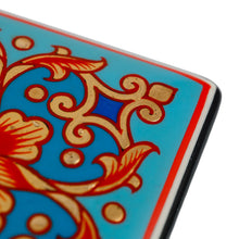 Load image into Gallery viewer, Lacquered Hand-Painted Blue Papier Mache Floral Jewelry Box - Blue Floral Splendor | NOVICA