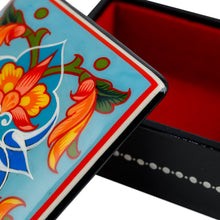 Load image into Gallery viewer, Lacquered Hand-Painted Floral Leaf Papier Mache Jewelry Box - Colorful Flowers | NOVICA