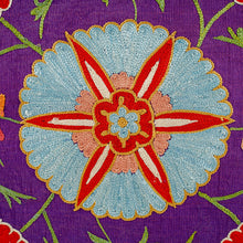 Load image into Gallery viewer, Embroidered Purple Silk and Cotton Cushion Cover - Glimpses of Purple Nobility | NOVICA
