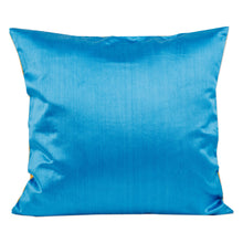 Load image into Gallery viewer, Star and Leafy-Themed Blue and Yellow Cushion Cover - Heaven's Shine | NOVICA