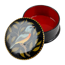 Load image into Gallery viewer, Painted Bird and Leafy-Themed Blue and Green Jewelry Box - Bird in the Hand | NOVICA
