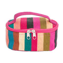 Load image into Gallery viewer, Handloomed Multicolor Striped Cotton Cosmetic Bag (Small) - Tropical Ideas | NOVICA