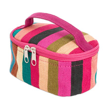 Load image into Gallery viewer, Handloomed Multicolor Striped Cotton Cosmetic Bag (Small) - Tropical Ideas | NOVICA