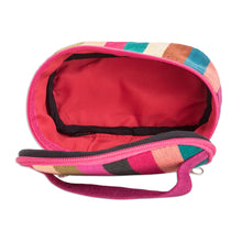 Load image into Gallery viewer, Handloomed Multicolor Striped Cotton Cosmetic Bag (Small) - Tropical Ideas | NOVICA