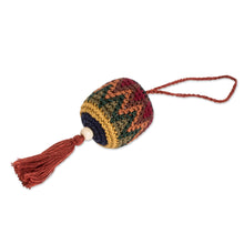 Load image into Gallery viewer, Traditional Knit Cotton Hacky Sack Ornament in Warm Hues - Classic Fun | NOVICA