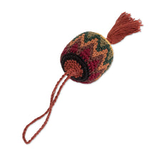 Load image into Gallery viewer, Traditional Knit Cotton Hacky Sack Ornament in Warm Hues - Classic Fun | NOVICA