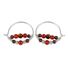 Load image into Gallery viewer, Warm-Toned Multi-Gemstone Beaded Hoop Earrings - Fearless Alignment | NOVICA