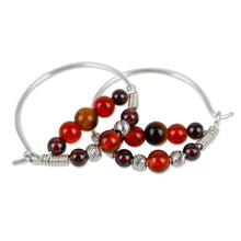Load image into Gallery viewer, Warm-Toned Multi-Gemstone Beaded Hoop Earrings - Fearless Alignment | NOVICA