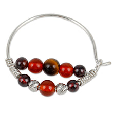 Load image into Gallery viewer, Warm-Toned Multi-Gemstone Beaded Hoop Earrings - Fearless Alignment | NOVICA