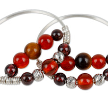 Load image into Gallery viewer, Warm-Toned Multi-Gemstone Beaded Hoop Earrings - Fearless Alignment | NOVICA