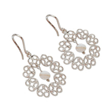 Load image into Gallery viewer, Floral Agate Filigree Dangle Earrings in a Matte Finish - Celestial Portal | NOVICA