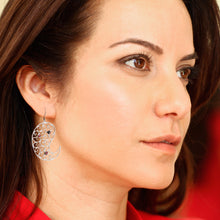 Load image into Gallery viewer, Paisley-Shaped Natural Garnet Filigree Dangle Earrings - Paisley of Passion | NOVICA
