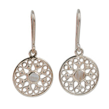 Load image into Gallery viewer, Heart-Themed Round Agate and Sterling Silver Dangle Earrings - Balance & Romance | NOVICA