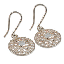 Load image into Gallery viewer, Heart-Themed Round Agate and Sterling Silver Dangle Earrings - Balance & Romance | NOVICA