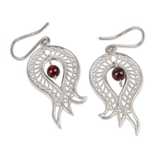 Load image into Gallery viewer, Polished Pomegranate-Shaped Garnet Filigree Dangle Earrings - Passion at the Forest | NOVICA