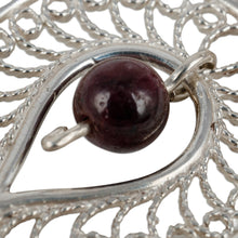 Load image into Gallery viewer, Garnet Sterling Silver Filigree Pomegranate Pendant Necklace - Passion at the Forest | NOVICA