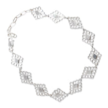 Load image into Gallery viewer, Floral & Geometric-Themed Openwork 925 Silver Link Bracelet - Floral Geometry | NOVICA