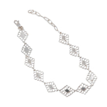 Load image into Gallery viewer, Floral & Geometric-Themed Openwork 925 Silver Link Bracelet - Floral Geometry | NOVICA