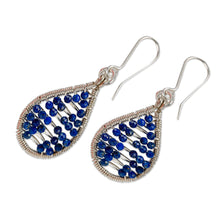 Load image into Gallery viewer, Polished Drop-Shaped Lapis Lazuli Beaded Dangle Earrings - Sky's Intellect | NOVICA