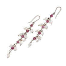Load image into Gallery viewer, Natural Spinel and Cream Pearl Beaded Dangle Earrings - True Heaven | NOVICA