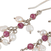 Load image into Gallery viewer, Natural Spinel and Cream Pearl Beaded Dangle Earrings - True Heaven | NOVICA