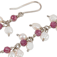 Load image into Gallery viewer, Natural Spinel and Cream Pearl Beaded Dangle Earrings - True Heaven | NOVICA