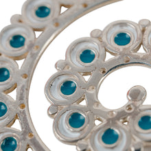 Load image into Gallery viewer, Peacock-Inspired Teal Sterling Silver Half-Hoop Earrings - Uzbekistan's Nimbus | NOVICA