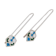 Load image into Gallery viewer, Hand-Painted Mosaic-Style Geometric 925 Silver Drop Earrings - Hexagonal Mosaic | NOVICA
