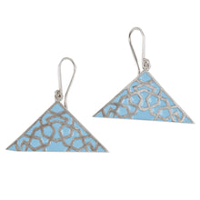 Load image into Gallery viewer, Modern Hand-Painted Sterling Silver Triangle Dangle Earrings - Modern Triangle | NOVICA