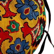 Load image into Gallery viewer, Iroqi Embroidered Floral Silk Sling in Yellow and Blue - Iroqi Arcadia in Yellow | NOVICA