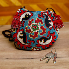 Load image into Gallery viewer, Iroqi Embroidered Floral Silk Sling in Red and Blue - Iroqi Arcadia in Red | NOVICA