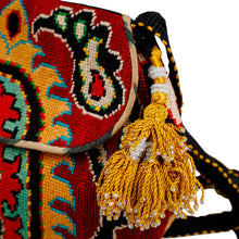 Load image into Gallery viewer, Traditional Embroidered Red and Yellow Silk Sling - Classic Journeys | NOVICA