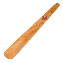 Load image into Gallery viewer, Hand-Carved Cherry Wood Shoehorn with Classic Floral Motif - Classic Gait | NOVICA