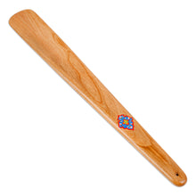 Load image into Gallery viewer, Hand-Carved Cherry Wood Shoehorn with Classic Floral Motif - Classic Gait | NOVICA