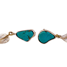Load image into Gallery viewer, Polished Feather-Themed Natural Turquoise Dangle Earrings - Freedom Feathers | NOVICA