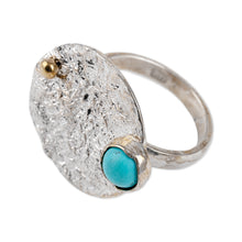 Load image into Gallery viewer, Textured and Polished Round Recon Turquoise Cocktail Ring - Islands of Hope | NOVICA