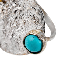 Load image into Gallery viewer, Textured and Polished Round Recon Turquoise Cocktail Ring - Islands of Hope | NOVICA
