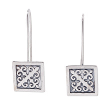 Load image into Gallery viewer, Polished Traditional Square Sterling Silver Drop Earrings - Palatial Fragments | NOVICA
