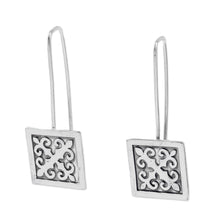 Load image into Gallery viewer, Polished Traditional Square Sterling Silver Drop Earrings - Palatial Fragments | NOVICA