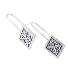 Load image into Gallery viewer, Polished Traditional Square Sterling Silver Drop Earrings - Palatial Fragments | NOVICA