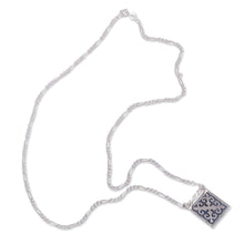 Load image into Gallery viewer, Polished Traditional Square Sterling Silver Pendant Necklace - Palatial Fragments | NOVICA