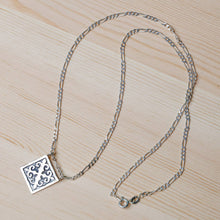 Load image into Gallery viewer, Polished Traditional Square Sterling Silver Pendant Necklace - Palatial Fragments | NOVICA