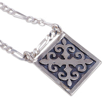 Load image into Gallery viewer, Polished Traditional Square Sterling Silver Pendant Necklace - Palatial Fragments | NOVICA