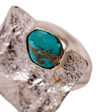 Load image into Gallery viewer, Modern Textured Square Reconstituted Turquoise Cocktail Ring - Dimensions of Hope | NOVICA