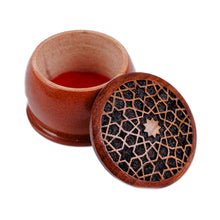 Load image into Gallery viewer, Handcrafted Star-Patterned Mini Walnut Wood Ring Box - Samarkand Essence | NOVICA